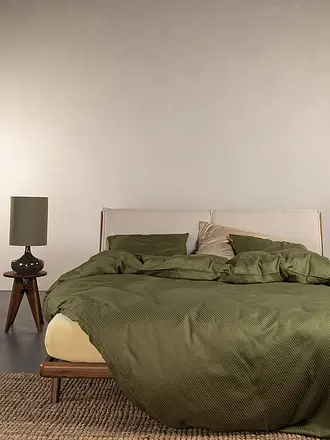 ESSENZA | Satin Bettwäsche 70x90cm / 140x200cm COLETTA Global Grey | olive
